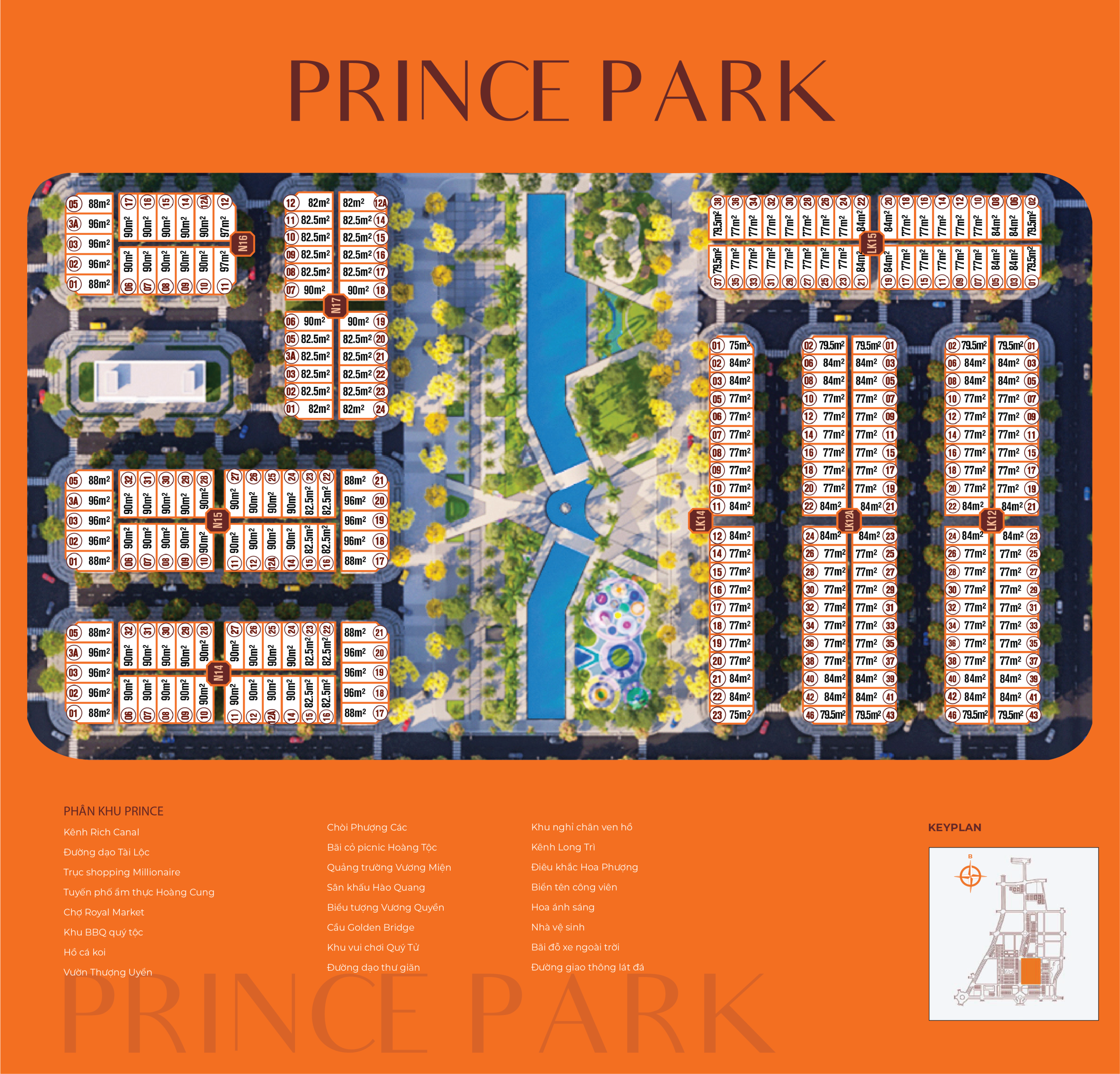 Sơ đồ phân lô phân khu Prince Park