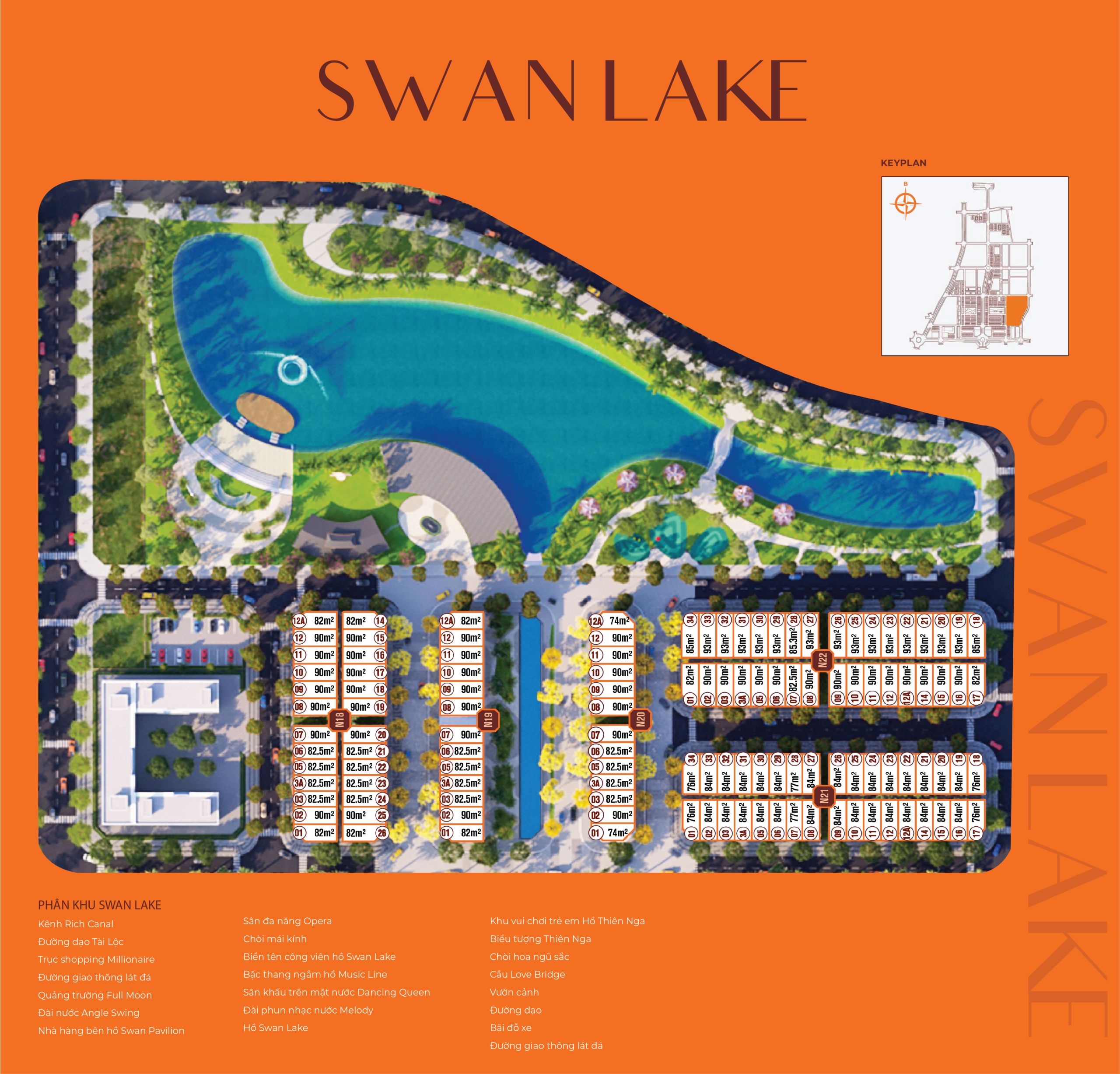 Sơ đồ phân lô phân khu Swan Lake