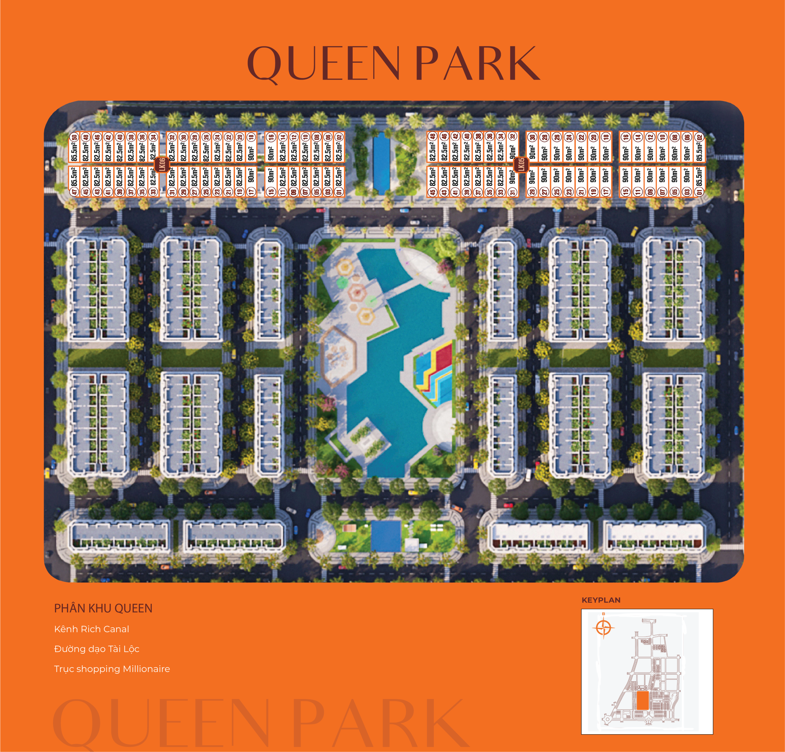 Sơ đồ phân lô phân khu Queen Park